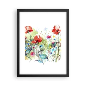 Plakat i sort ramme - En blomstrende eng i maj - 30x40 cm