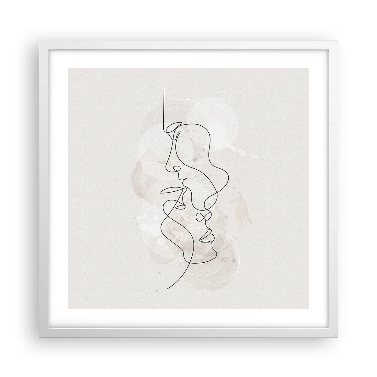 Plakat i hvid ramme - Omfavnet i en omfavnelse - 50x50 cm