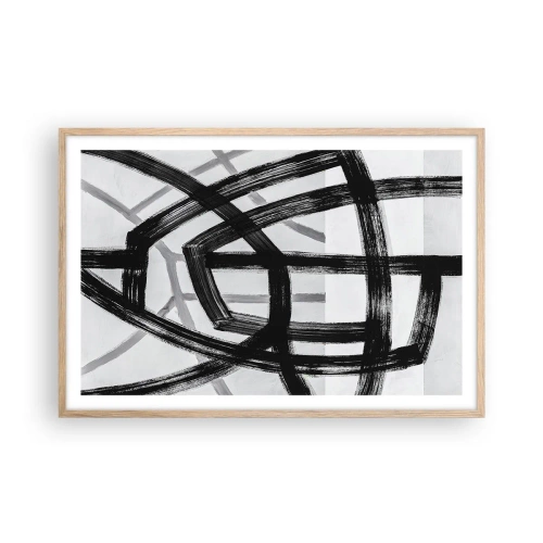 Plakat i ramme af lyst egetræ - Opbygning af dybde - 91x61 cm