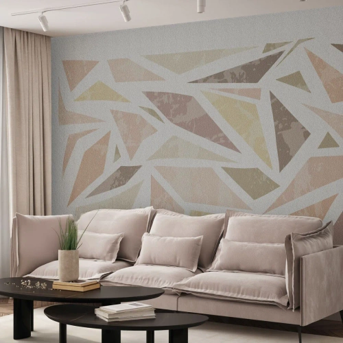 Fototapet Premium Canvas - Komposition af farvet glas - Minimalisme, Pastel, Boho - 350x256 cm