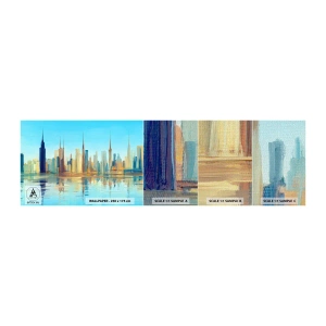 Prøve Fototapet Premium Canvas - Solrig metropol - By, Arkitektur, Stykke - 100x30 cm