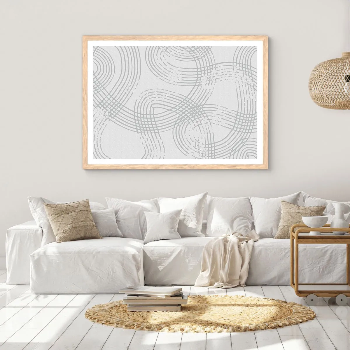 Plakat i ramme af lyst egetræ - Der er ingen lige vej - 40x30 cm