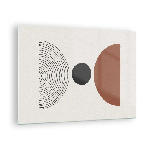 Billede på glas - Abstrakte geometriske former på en lys baggrund - 70x50cm - I rampelyset - Moderne vægdekoration til stue og soveværelse ARTTOR