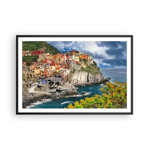 Plakat i sort ramme - En klynge klæber sig til klipperne - 91x61 cm