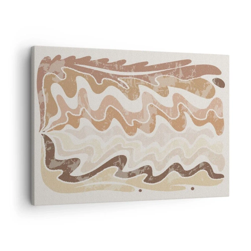 Lærredstryk - Billede på lærred - Bølgede abstrakte linjer i beige nuancer - 70x50cm - God energi - gode følelser - Moderne vægdekoration til stue og soveværelse ARTTOR