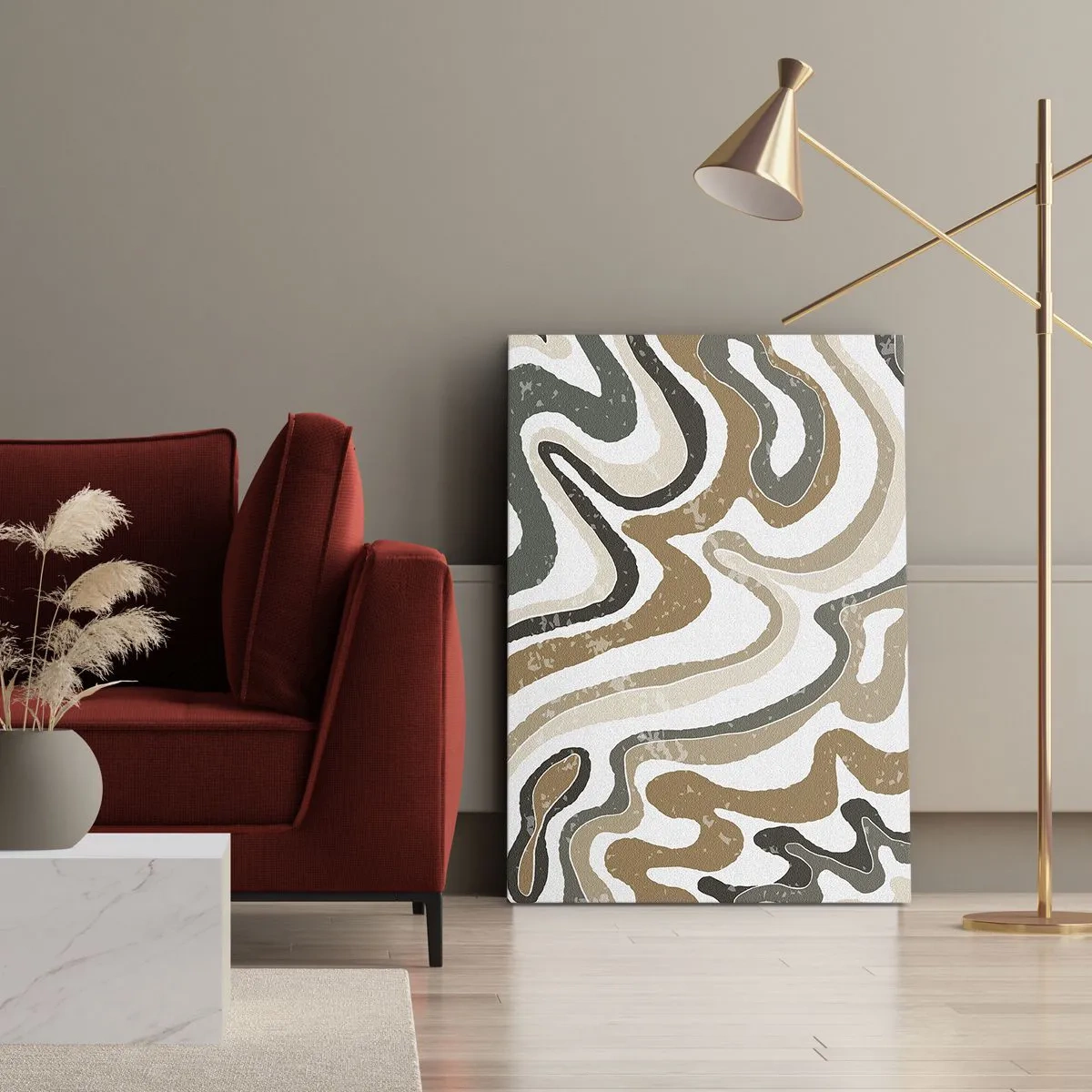 Lærredstryk - Billede på lærred - Slyngninger af jordfarver - 50x70 cm