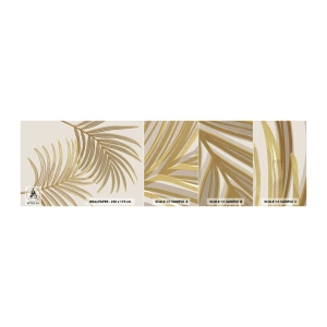 Prøve Fototapet Selvklæbende Deluxe Sticker - Gylden palme! - Abstraktion, Palmeblad, Grafik - 100x30 cm