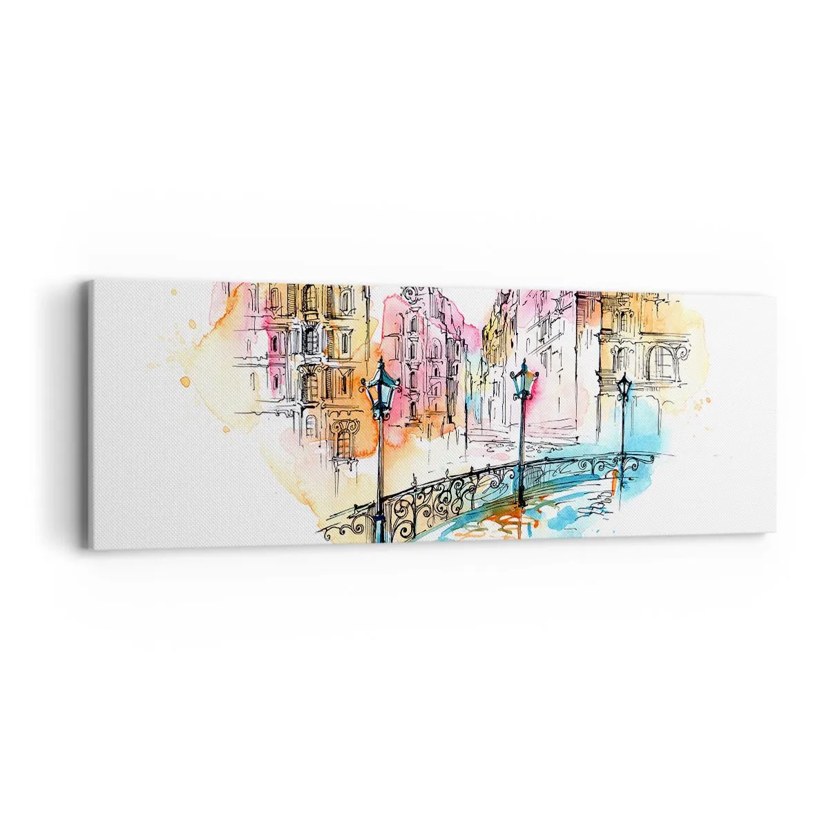 Lærredstryk - Billede på lærred - Byens hjerte - 90x30 cm