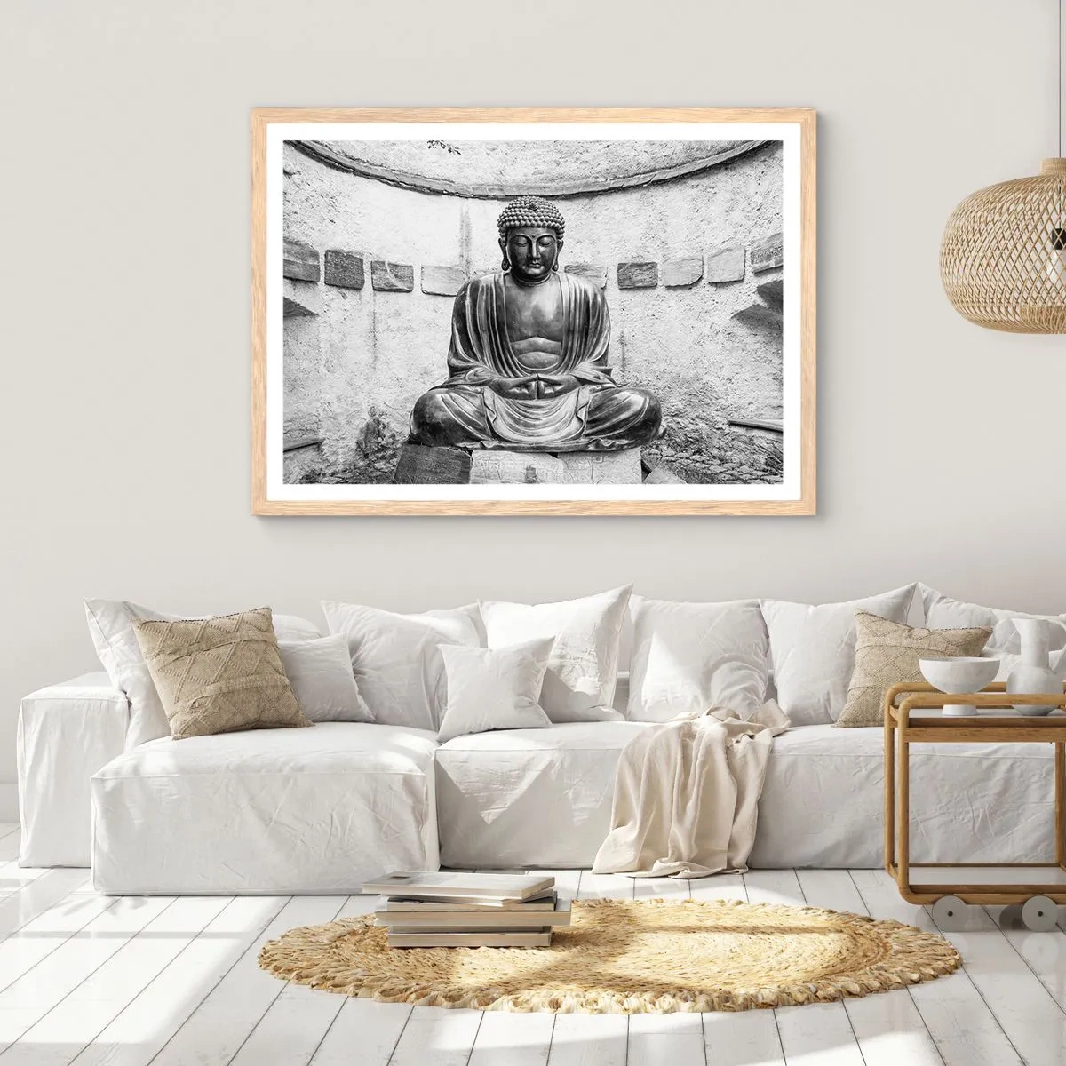 Plakat i ramme af lyst egetræ - Ved fredens kilde - 100x70 cm
