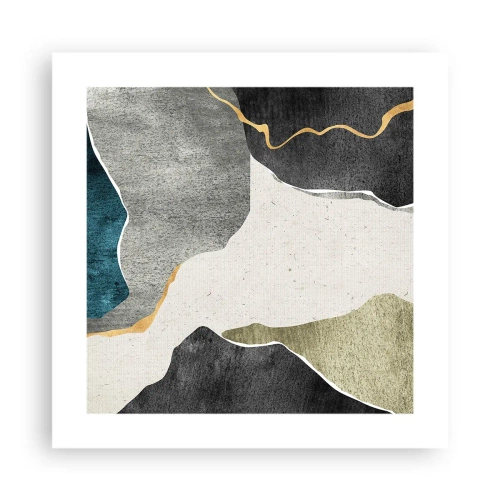 Plakat - Mosaikkomposition med en streng af guld - 40x40 cm