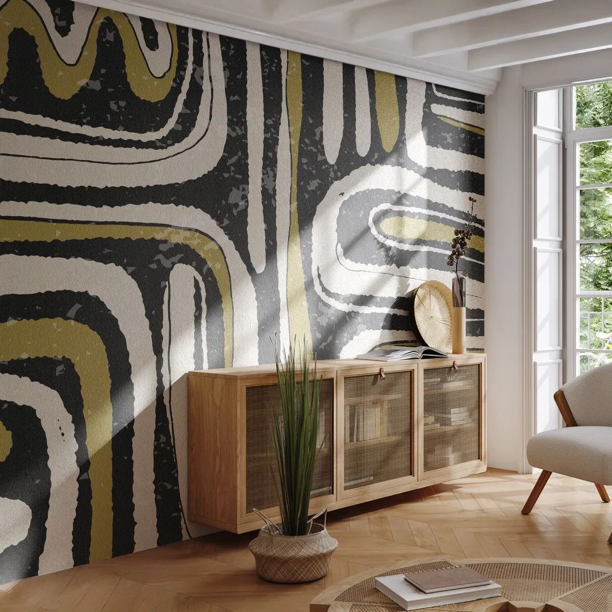 Fototapet Selvklæbende Deluxe Sticker - Komposition: stier og gyder - Ældret, Abstraktion, Stykke - 150x105 cm