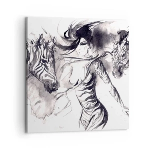 Lærredstryk - Billede på lærred - Danser med zebraer - 60x60 cm