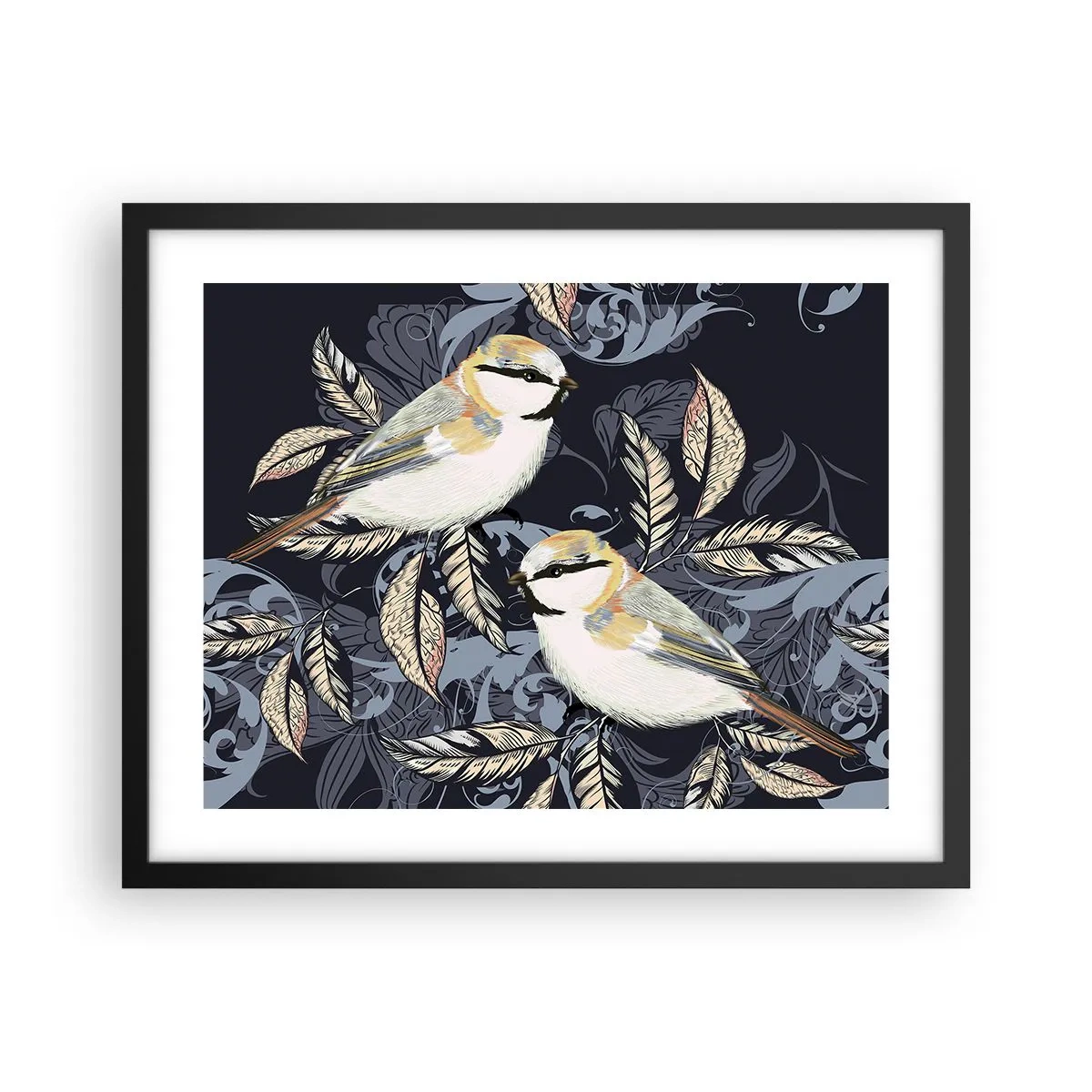 Plakat i sort ramme - Gul-blå espalier - 50x40 cm