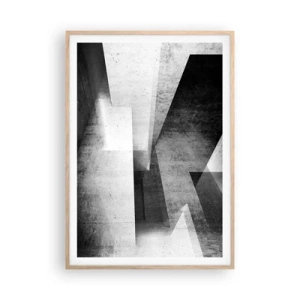 Plakat i ramme af lyst egetræ - Rummet struktur - 70x100 cm