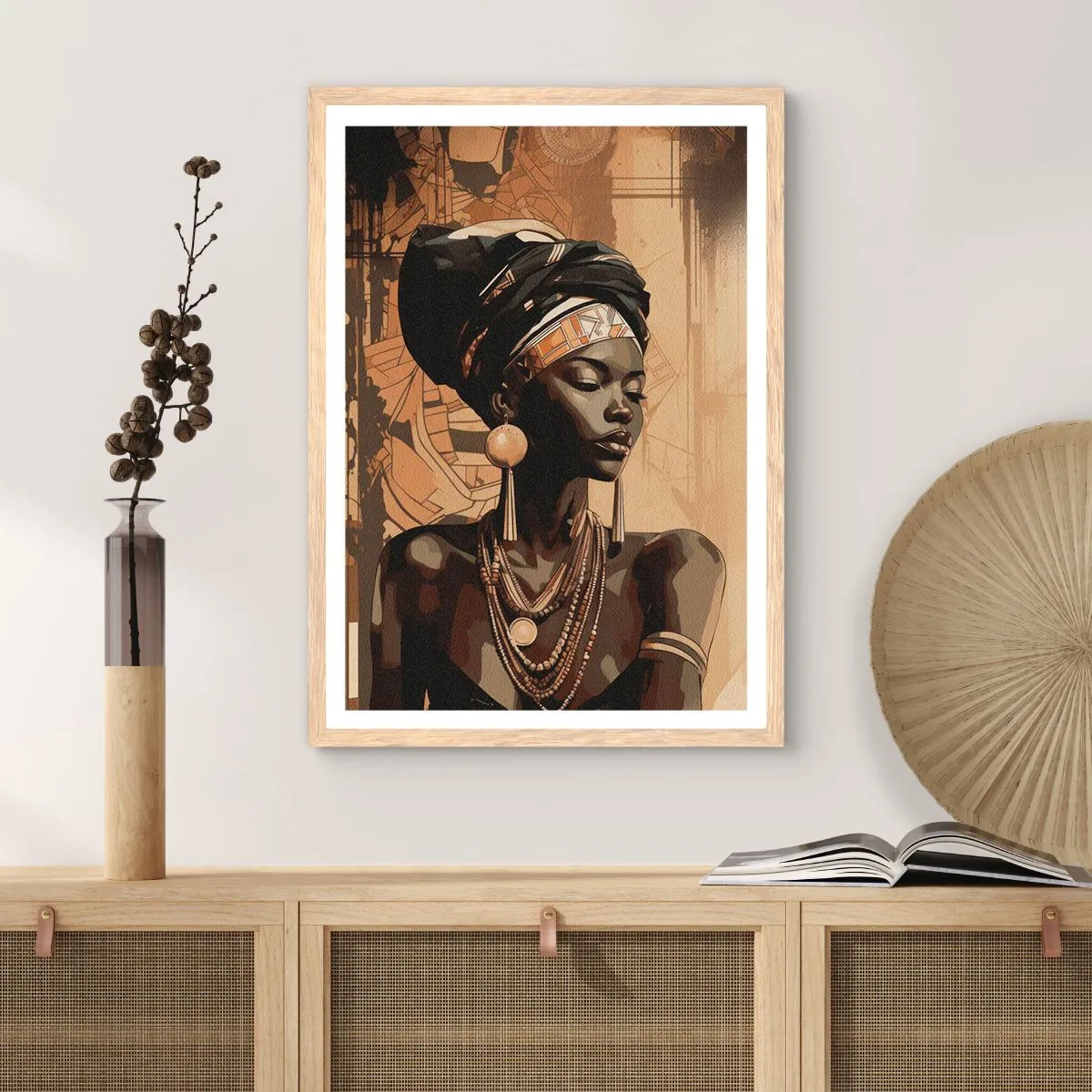 Plakat i ramme af lyst egetræ - Afrikansk majestæt - 40x50 cm