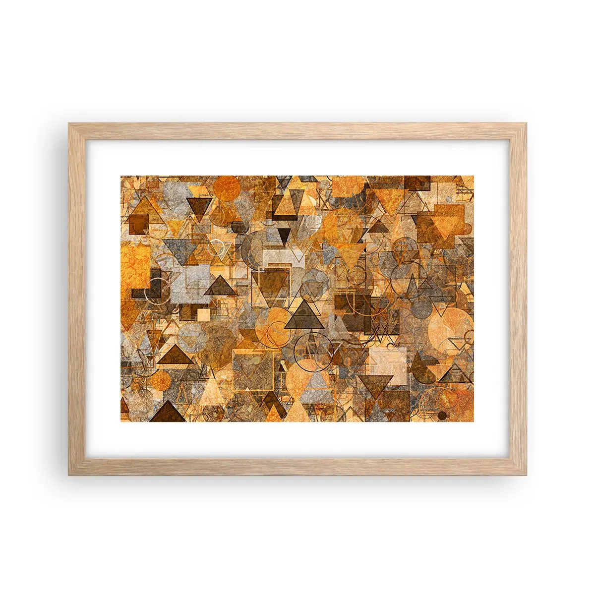 Plakat i ramme af lyst egetræ - Verden i form - 40x30 cm