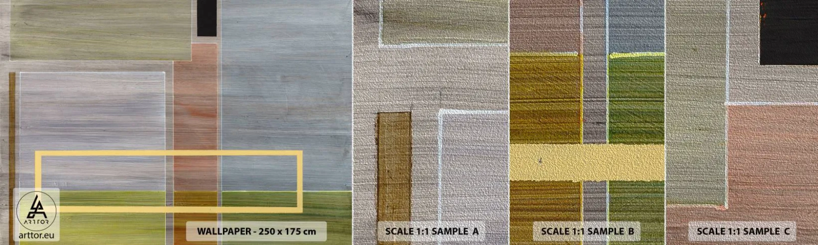 Prøve Fototapet Premium Sand - Lige og rolig - Abstraktion, Moderne kunst, Rektangler - 100x30 cm