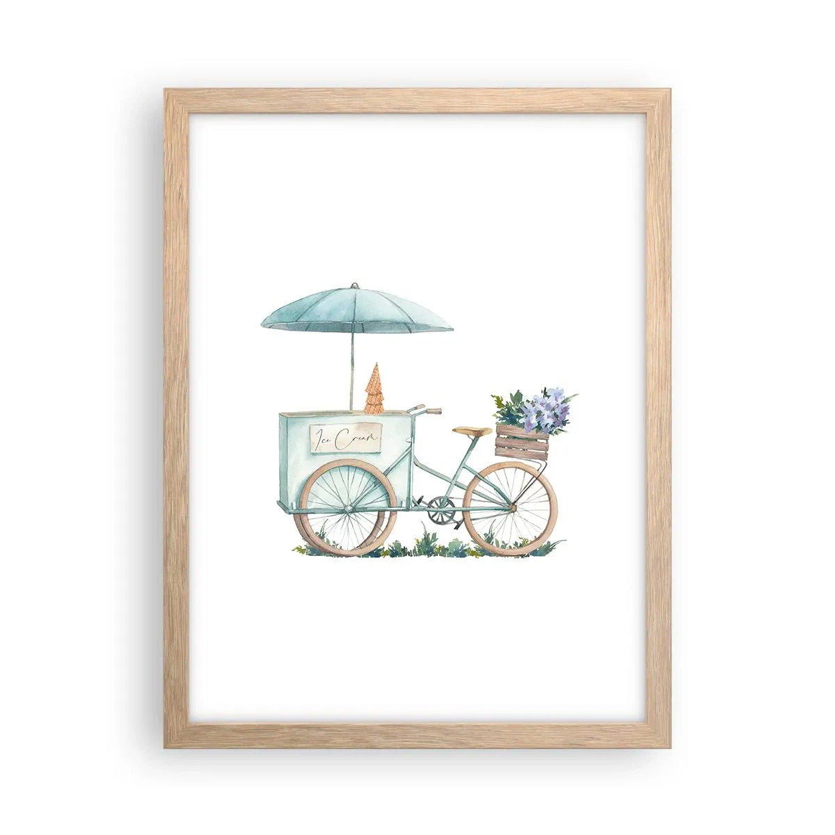 Plakat i ramme af lyst egetræ - Sødt minde om sommeren - 30x40 cm