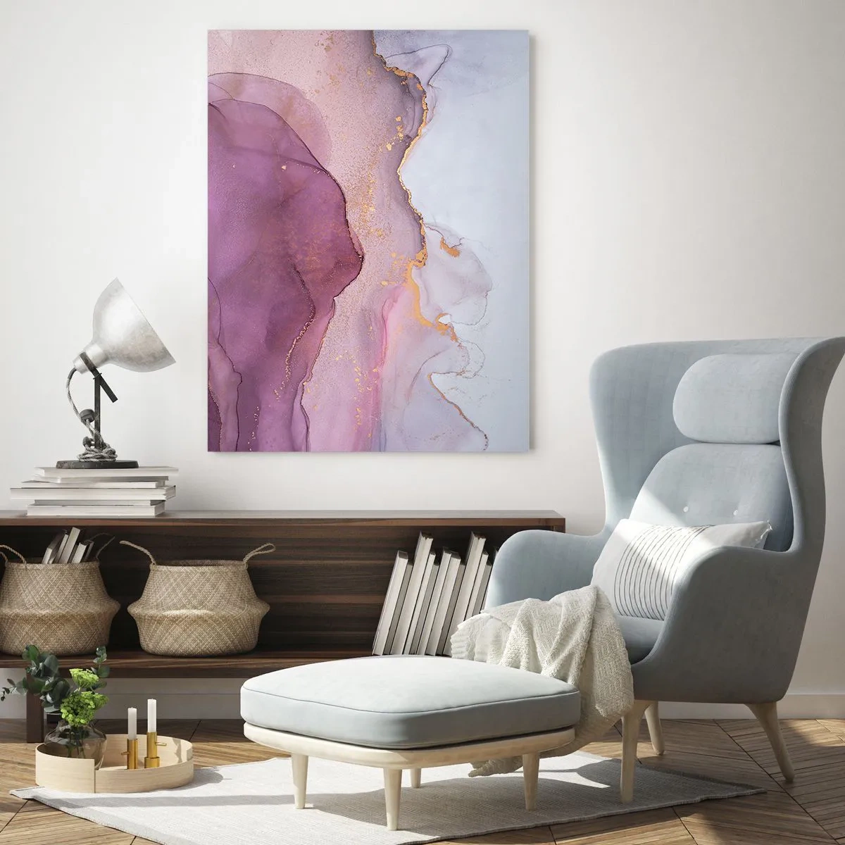 Billede på glas - Lilla og violette bølger - 50x70 cm