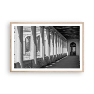 Plakat i ramme af lyst egetræ - Solrig arkade - 91x61 cm