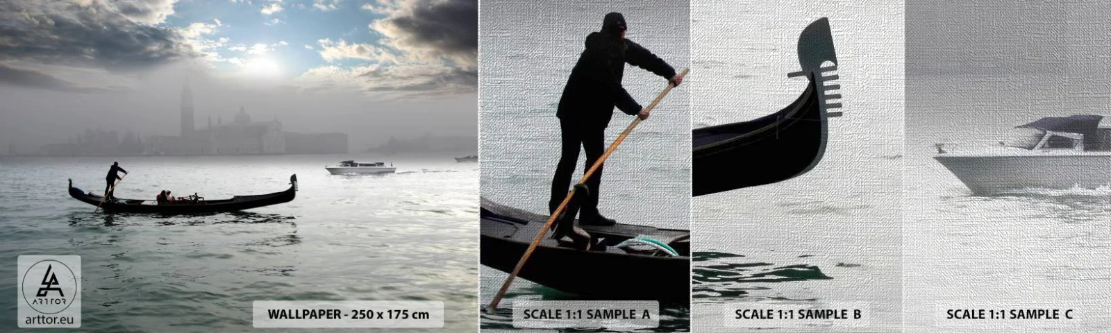 Prøve Fototapet Premium Canvas - En fabelagtig by af vand og tåge - Landskab, By, Venedig - 100x30 cm