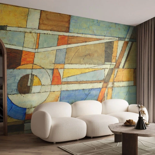 Fototapet Premium Canvas - Kubisme på en byggeplads - Abstraktion, Stykke, Grafik - 350x256 cm