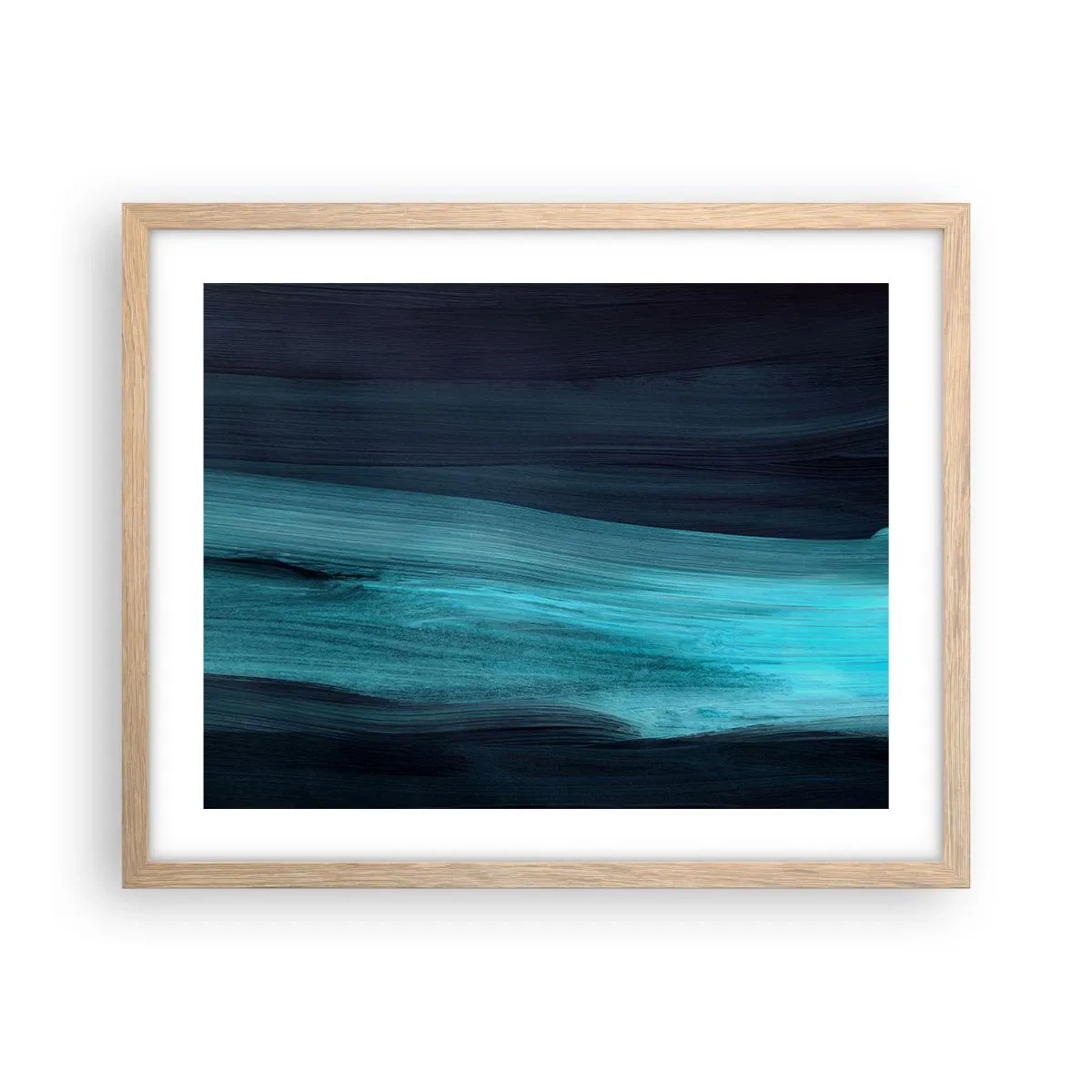 Plakat i ramme af lyst egetræ - Svøm med strømmen - 50x40 cm