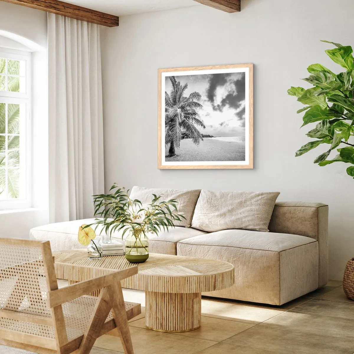 Plakat i ramme af lyst egetræ - Når du længes efter ensomhed.... - 40x40 cm