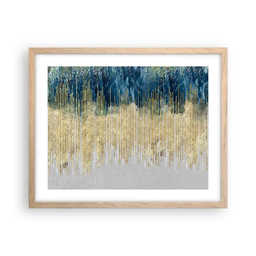 Plakat i ramme af lyst egetræ - Forgyldt grænse - 50x40 cm