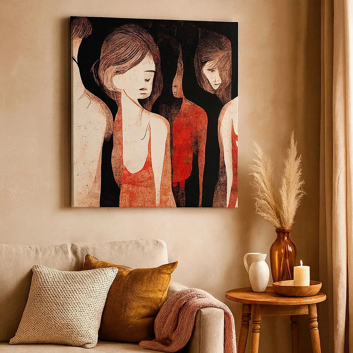 Lærredstryk - Billede på lærred - Mørkets madonnaer - 30x30 cm