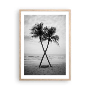 Plakat i ramme af lyst egetræ - Ømt nærvær - 50x70 cm