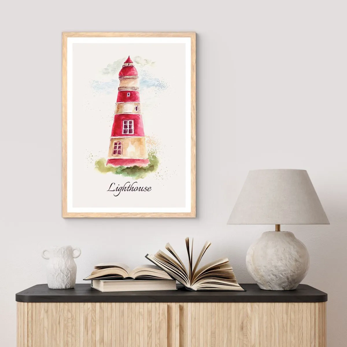 Plakat i ramme af lyst egetræ - Altid vejret omkring - 40x50 cm