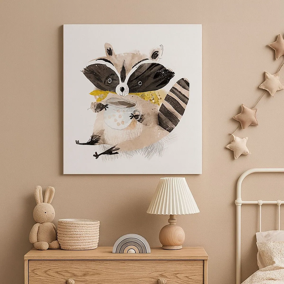 Lærredstryk - Billede på lærred - Min ven vaskebjørnen - 30x30 cm