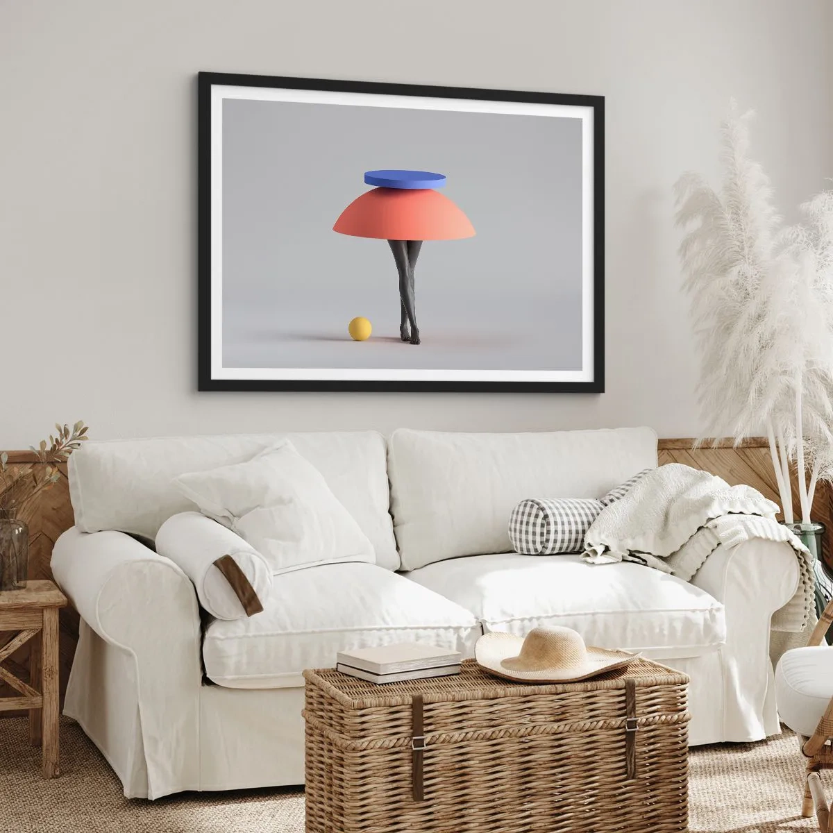 Plakat i sort ramme - Surrealistisk komposition - 70x50 cm