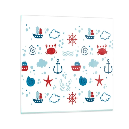 Billede på glas - En fortælling om havet - 30x30 cm