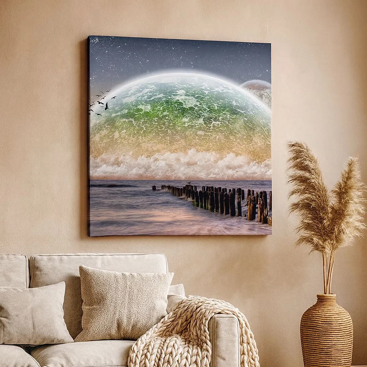 Lærredstryk - Billede på lærred - Og verden kom op af vandet - 30x30 cm