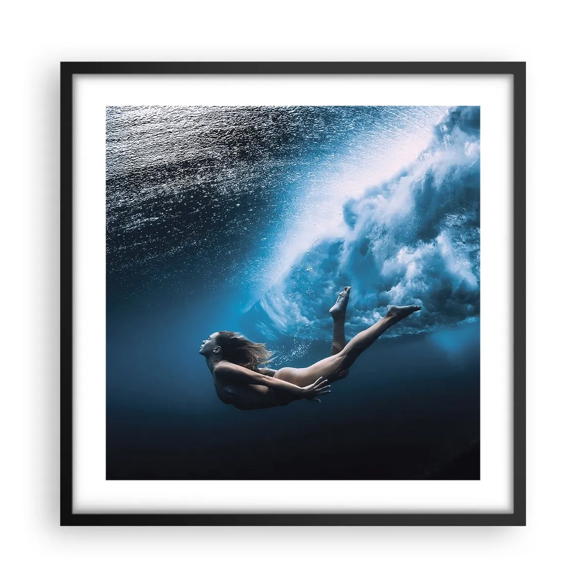 Plakat i sort ramme - Den moderne havfrue - 50x50 cm