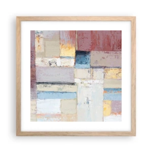 Plakat i ramme af lyst egetræ - Geometriens ro - 40x40 cm