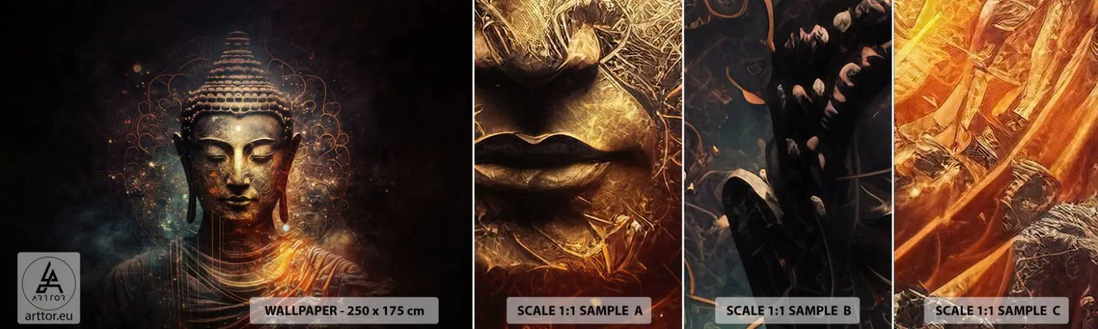 Prøve Fototapet Selvklæbende Deluxe Sticker - Åndelig balance - Buddha, Meditation, Religion - 100x30 cm