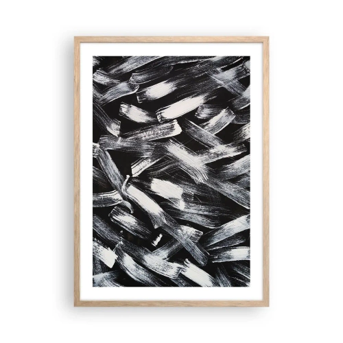 Plakat i ramme af lyst egetræ - Abstraktion i den industrielle ånd - 50x70 cm