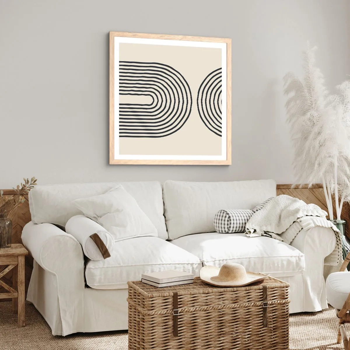 Plakat i ramme af lyst egetræ - Kommer snart... - 40x40 cm