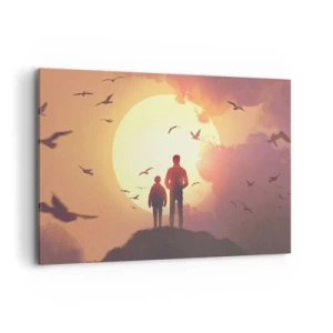 Lærredstryk - Billede på lærred - Ansigt til ansigt med solen - 120x80 cm