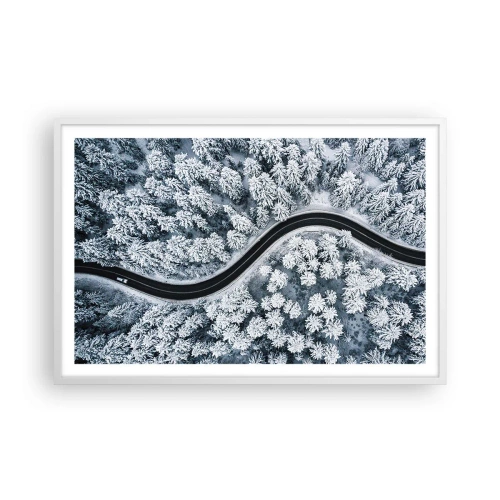Plakat i hvid ramme - Gennem en vinterskov - 91x61 cm
