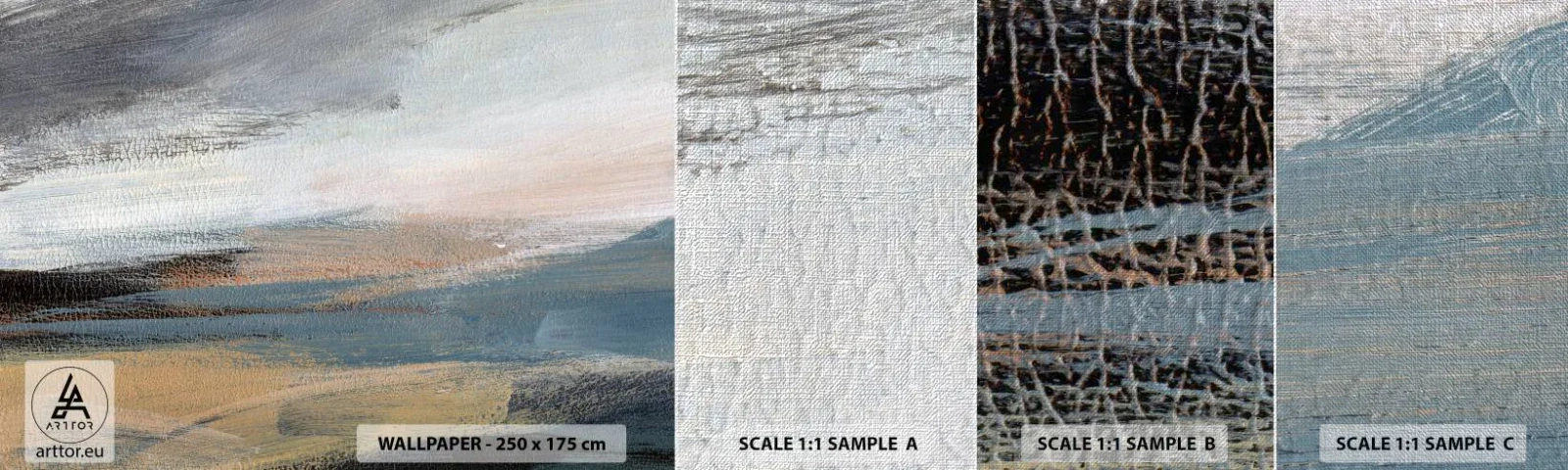 Prøve Fototapet Premium Canvas - Abstraktion: nordligt landskab - Stykke, Abstraktion, Minimalisme - 100x30 cm