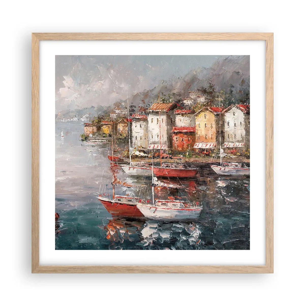 Plakat i ramme af lyst egetræ - Romantisk paradis - 50x50 cm