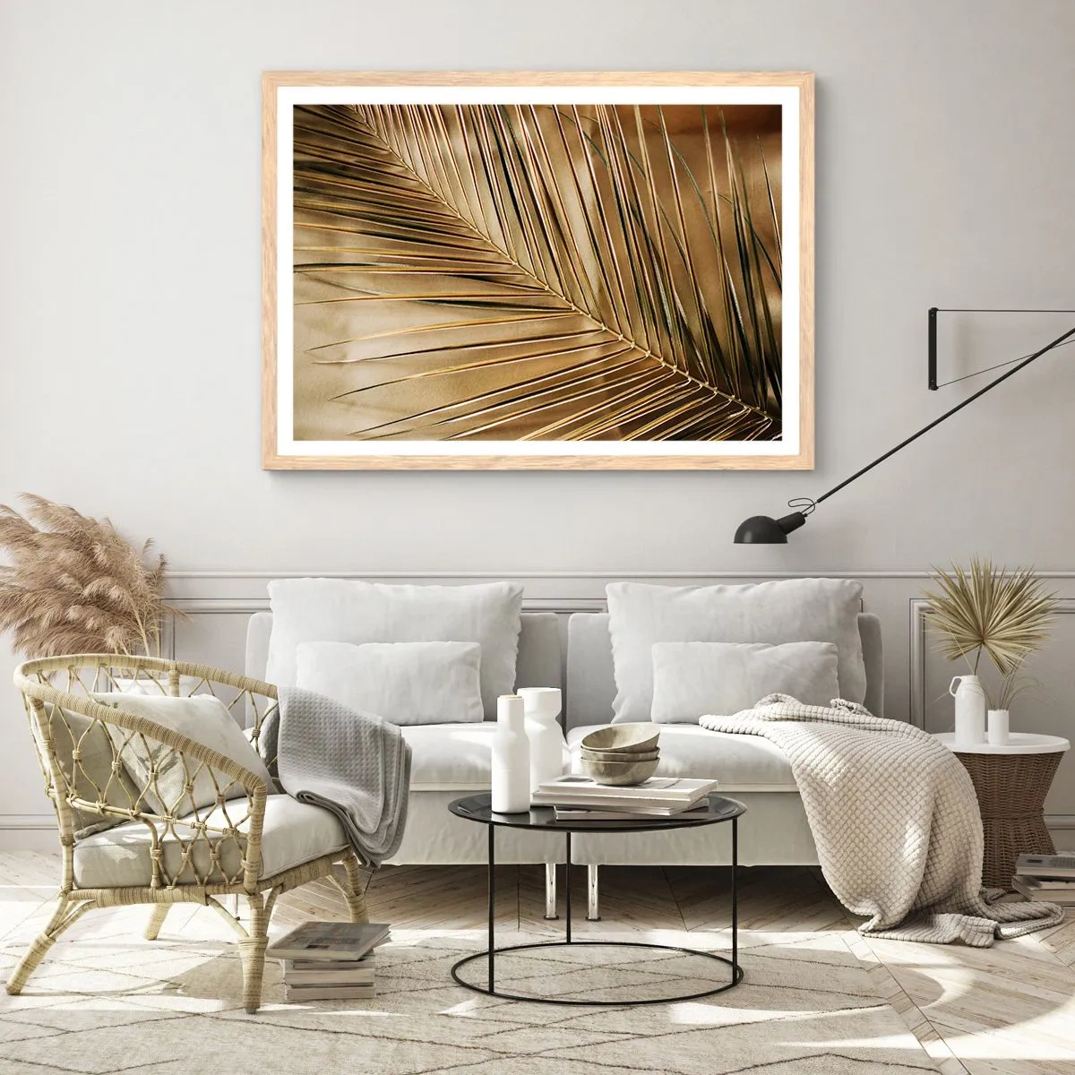 Plakat i ramme af lyst egetræ - Naturlig kolonnade - 91x61 cm