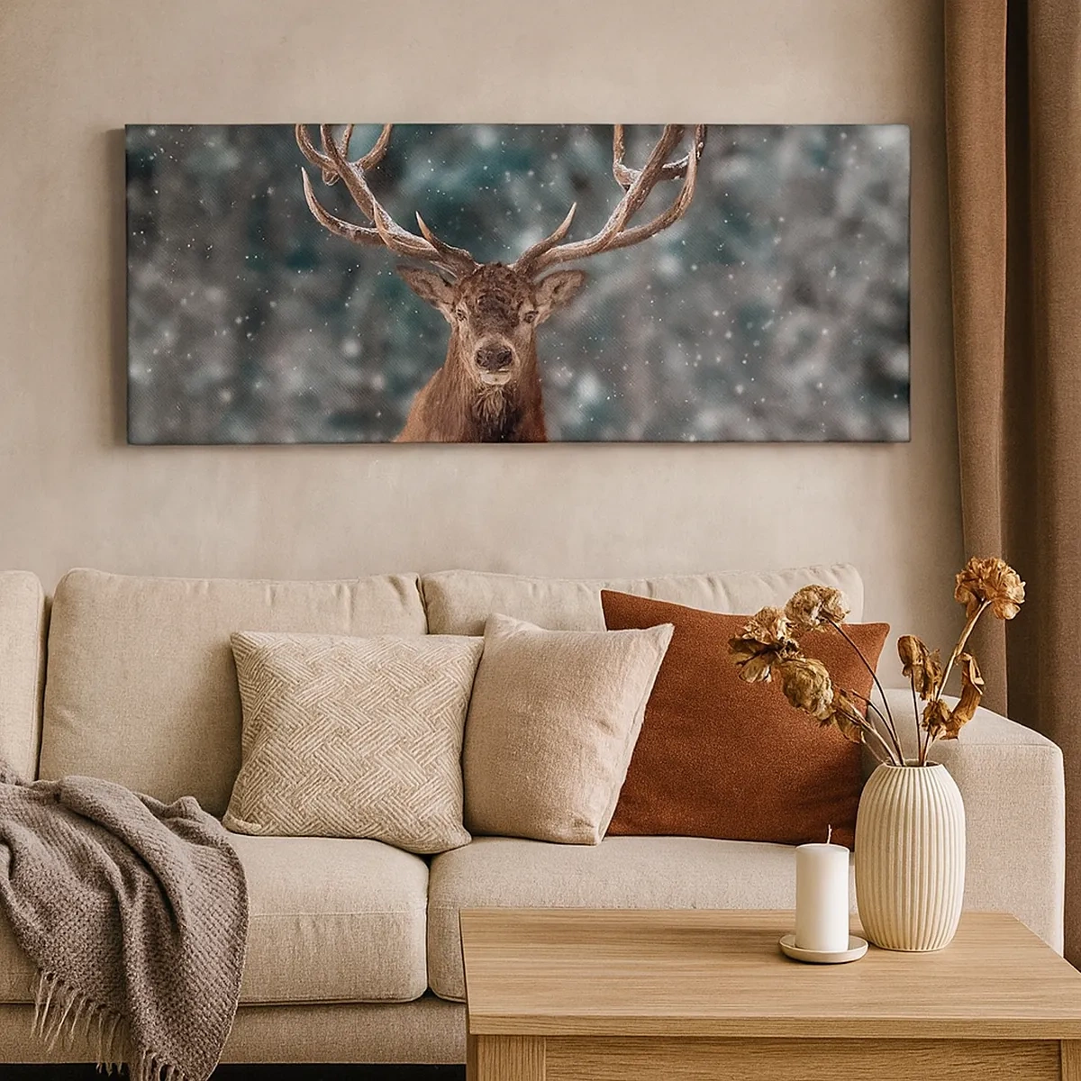 Lærredstryk - Billede på lærred - Skovens konge kronet - 30x30 cm