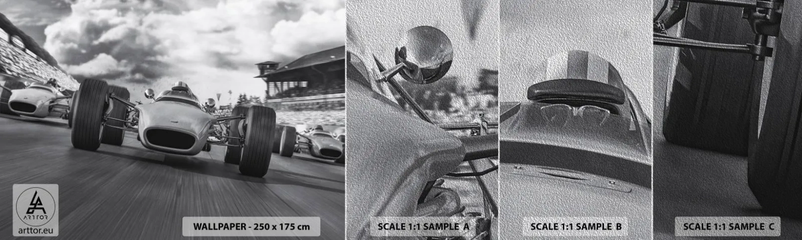 Prøve Fototapet Premium Sand - Der er kraft! - Formel 1, Køretøj, Race - 100x30 cm