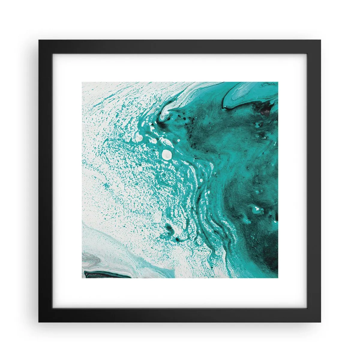 Plakat i sort ramme - Opløses i hvidt og turkis - 30x30 cm