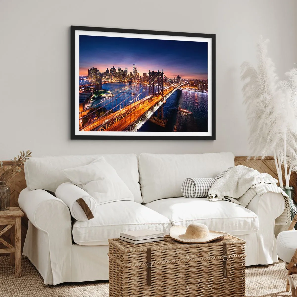 Plakat i sort ramme - En lysende bro til hjertet af byen - 40x30 cm
